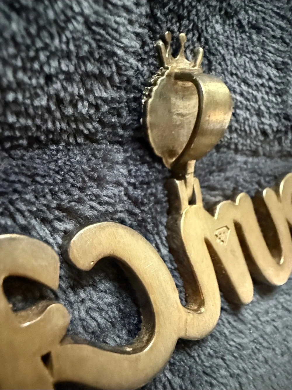 Gold Rhinestone 'PUNCH' Script Pendant with Lion Bail